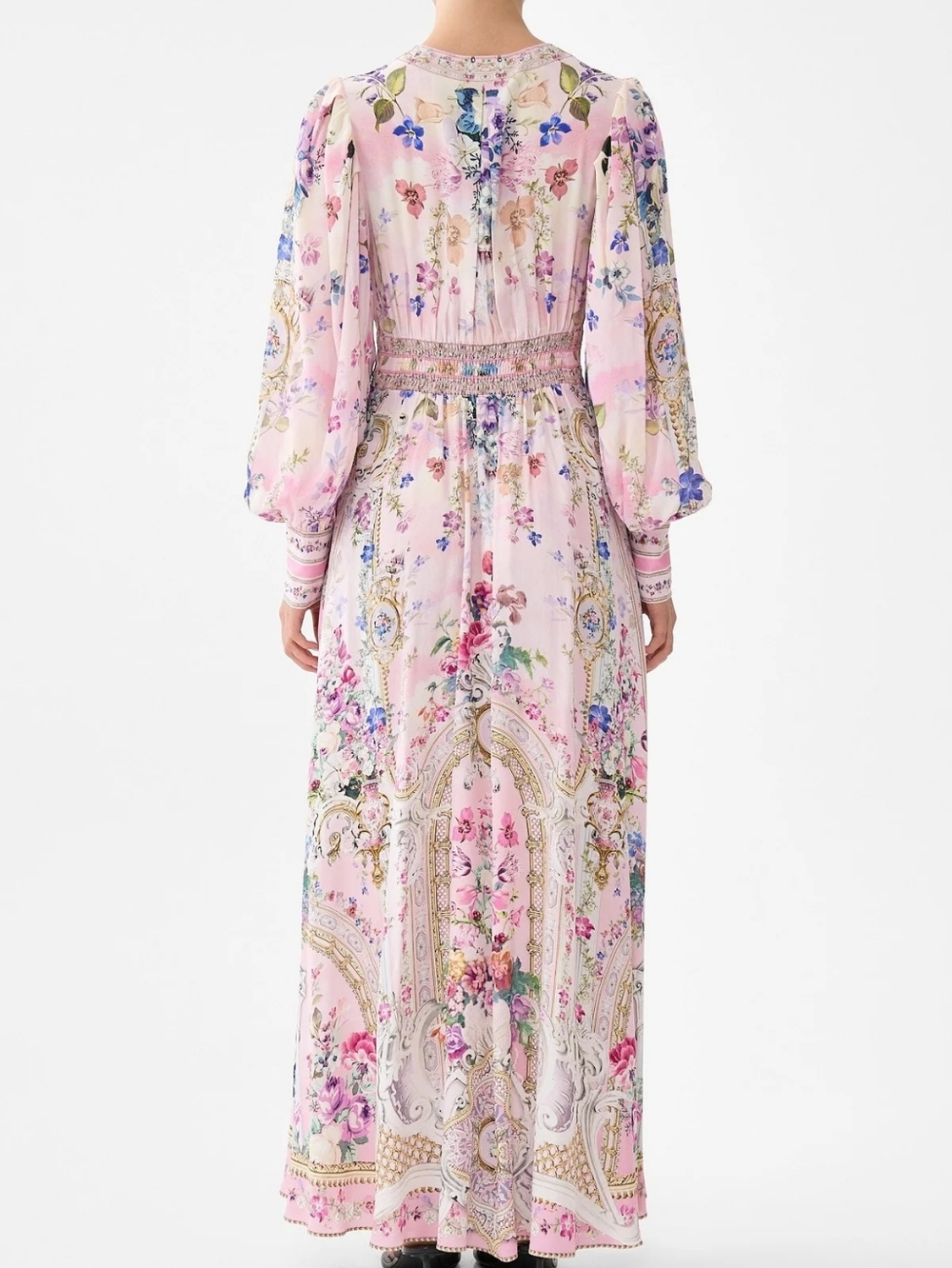 Camilla Palatial Pastels shaped waistband dress with gathered sleeves - Picture 3 of 12